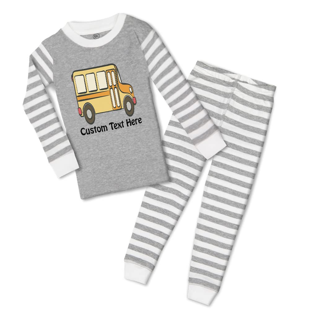 Custom Boy & Girl Cotton Toddler Pajamas - School Bus & Car Auto Print - Soft & Snug Fit for Kids - Perfect for Bedtime, Playtime & School Spirit Days