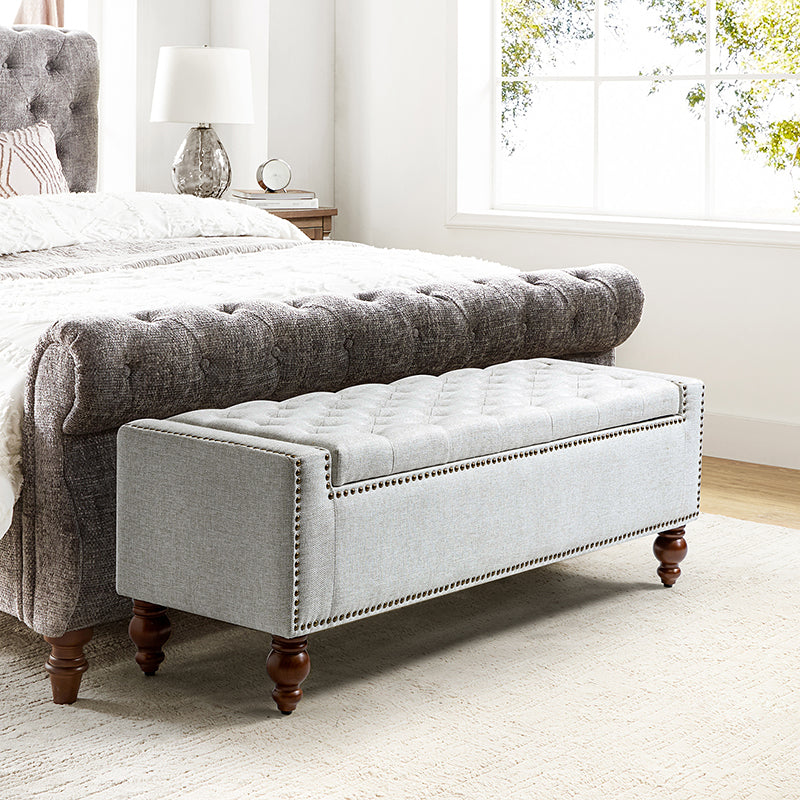 Eugen Upholstered Flip Top Storage Bench - Stylish Ottoman with Hidden Storage for Bedroom, Living Room & Entryway - Perfect for Seating, Storage & Home Decor