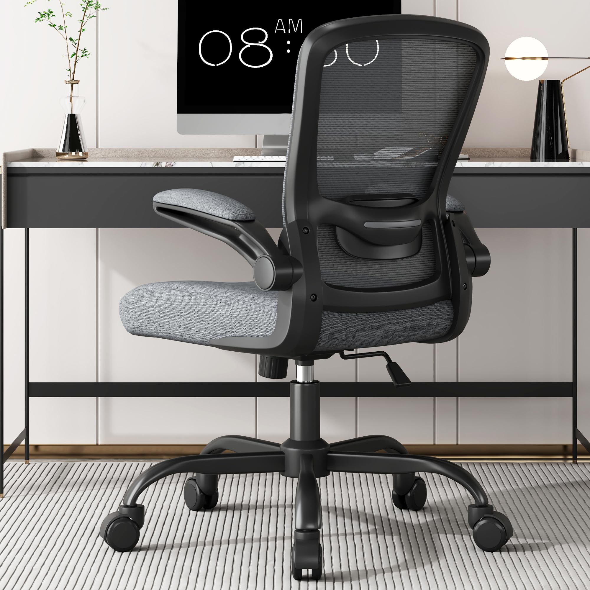 Ergonomic Office Chair with Adjustable Lumbar Support & Flip-Up Armrests - High Back Mesh Computer Desk Chair BIFMA Certified for Home & Executive Office Use - Perfect for Long Work Hours & Video Conferencing