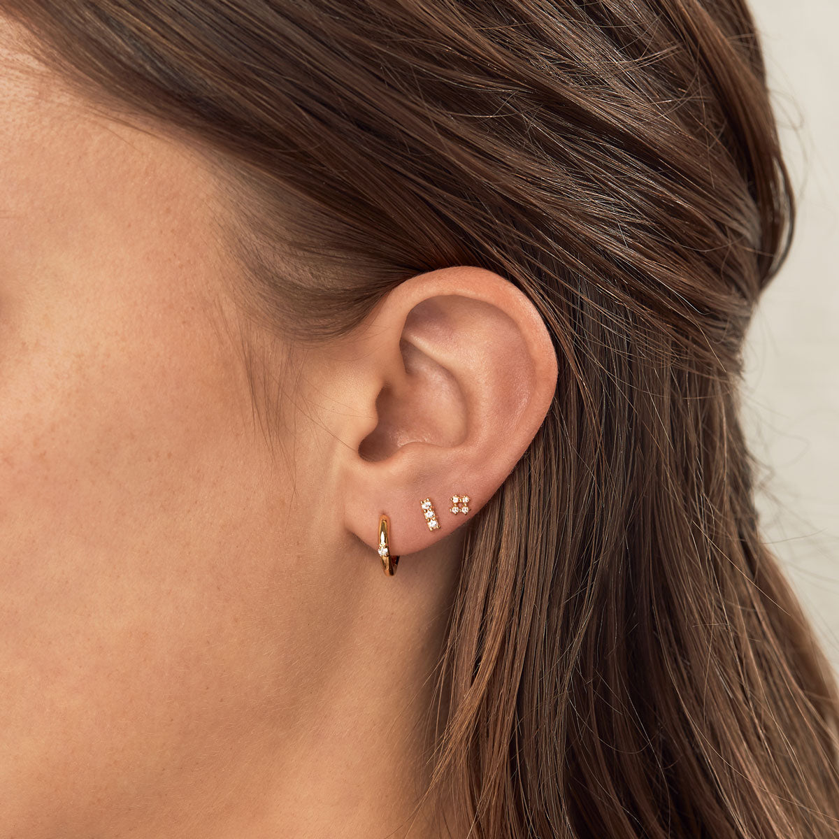 14K Gold Huggie Hoop Earrings with Genuine White Topaz - Perfect for Everyday Wear, Gifts & Special Occasions