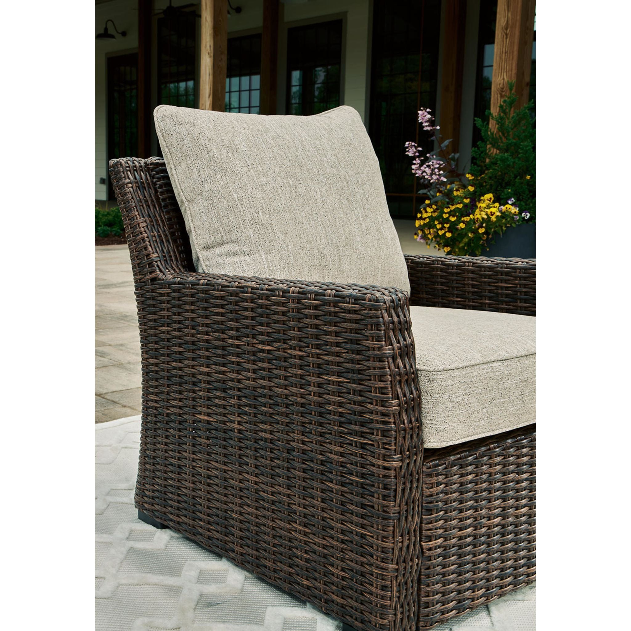 Brook Ranch Outdoor Chaise Lounge with Cushion - Water-Resistant Brown Patio Furniture for Poolside, Beach, and Backyard Relaxation