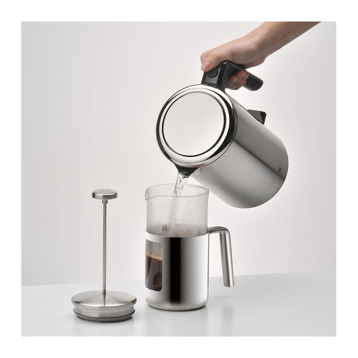 WMF Coffee Press Kult for 8 Cups - Stainless Steel French Press with Heat-Resistant Glass - Perfect for Home, Office & Camping Brewing