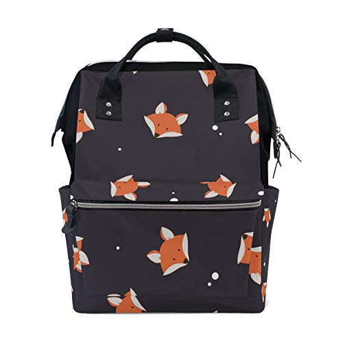 MERRYSUGAR Fox Print Waterproof Diaper Backpack - Large Multifunctional Baby Travel Bag for Parents, Stylish & Durable Nappy Changing Bag for Daycare, Hospital Visits, and Outdoor Adventures with Baby