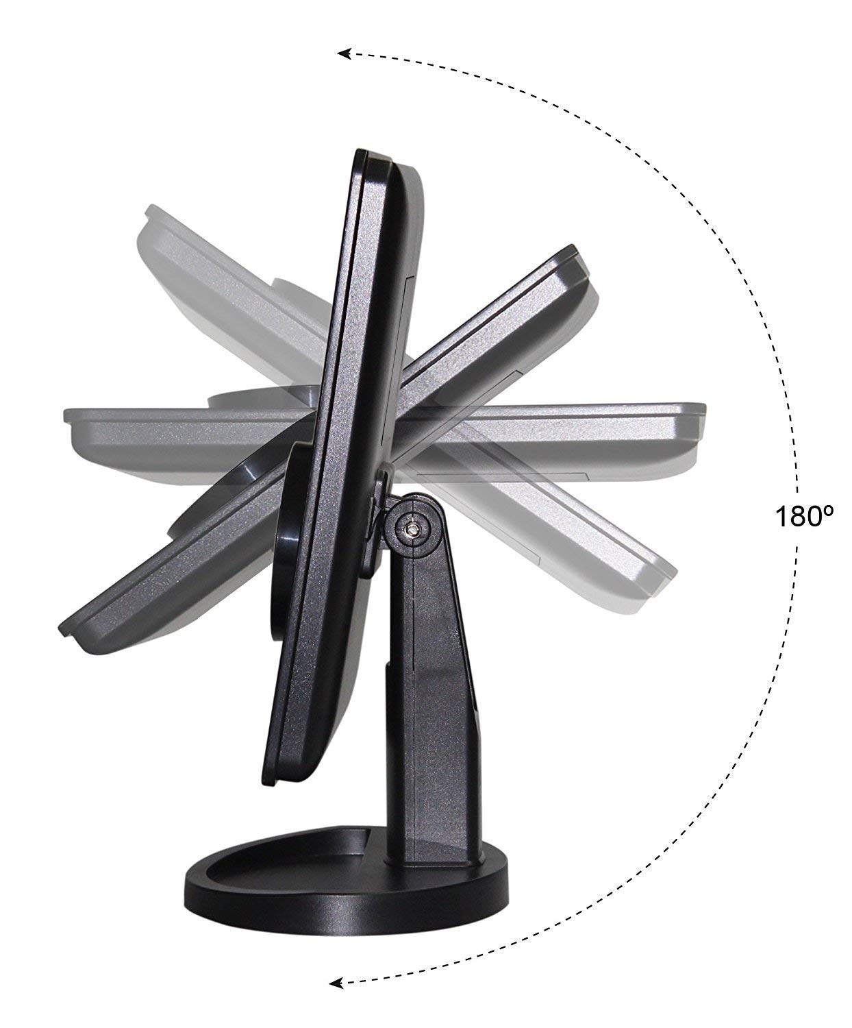 ISTARA 360° Swivel Flexible Gooseneck LED Makeup Mirror with Adjustable Brightness - Framed Rectangular Bathroom Vanity Mirror for Tabletop Mount - Perfect for Makeup, Skincare & Shaving at Home or Salon