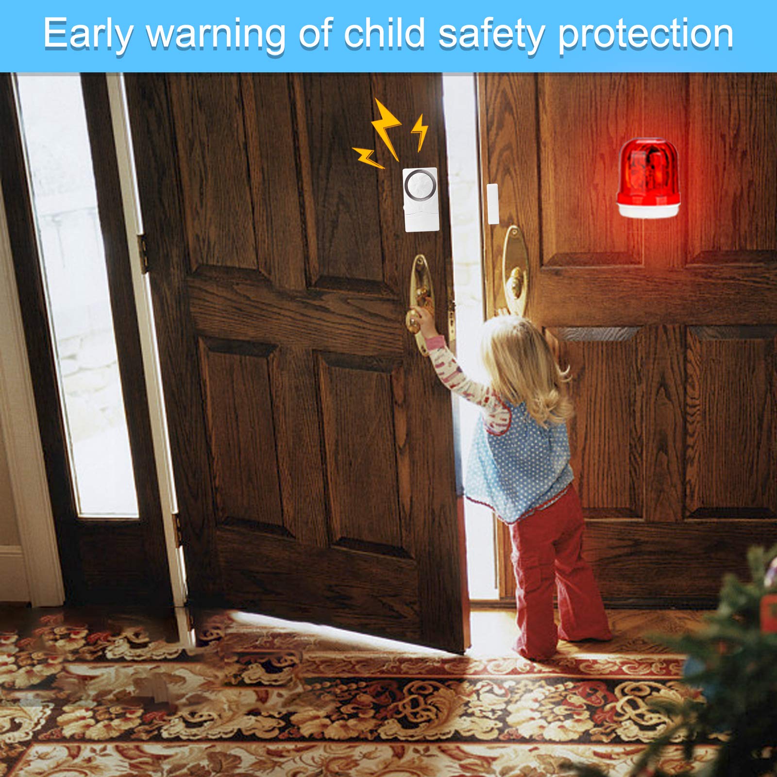 2 Pack Wireless Door and Window Alarm - 110dB Super Loud Magnetic Sensor Security Alarm with Time Delay for Home, Pool, Kids Safety | Burglar & Anti-Theft Alarm System for Enhanced Home Security