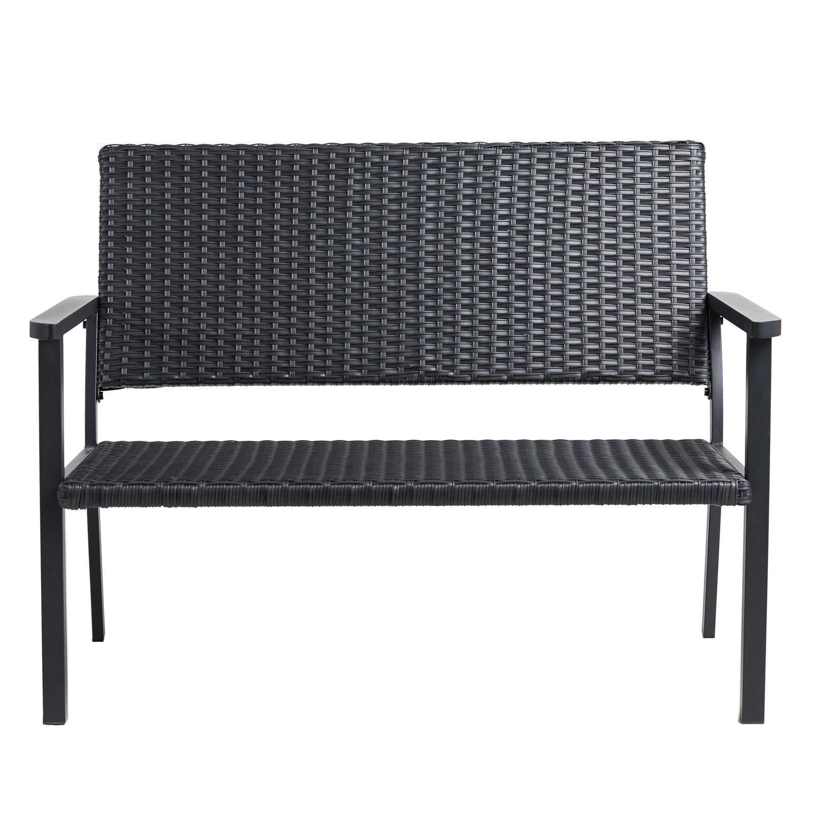 Outdoor Loveseat Bench Chair - All-Weather Wicker & Metal Frame Patio Furniture for Porch, Garden, Backyard - Perfect for Relaxing, Entertaining & Outdoor Dining