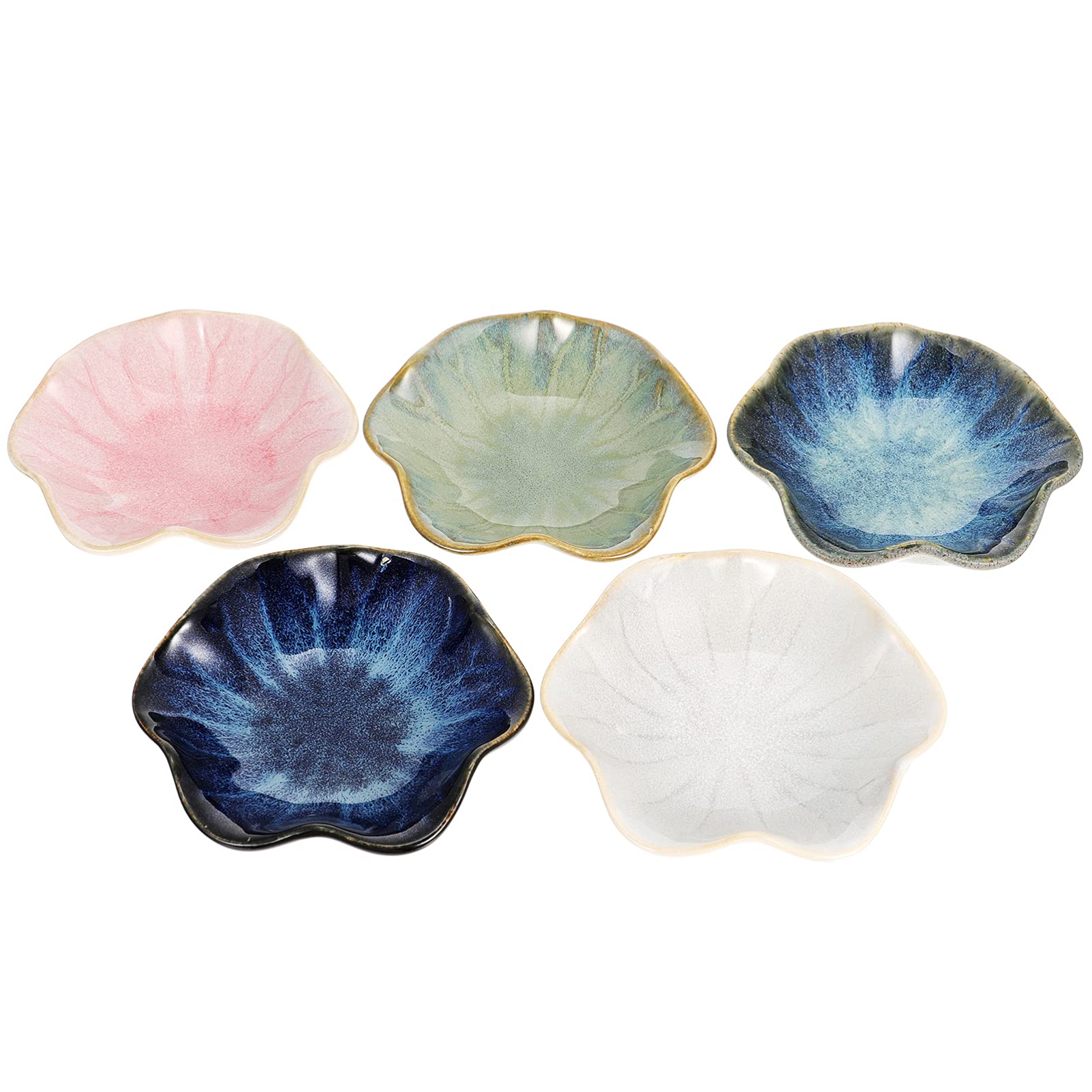 Hemoton 5-Piece Ceramic Dipping Bowls Set - Small Seasoning Dishes for Sauces, Condiments, Soy Sauce, and Side Dishes - Perfect for Sushi, Dumplings, Snacks, and Appetizers