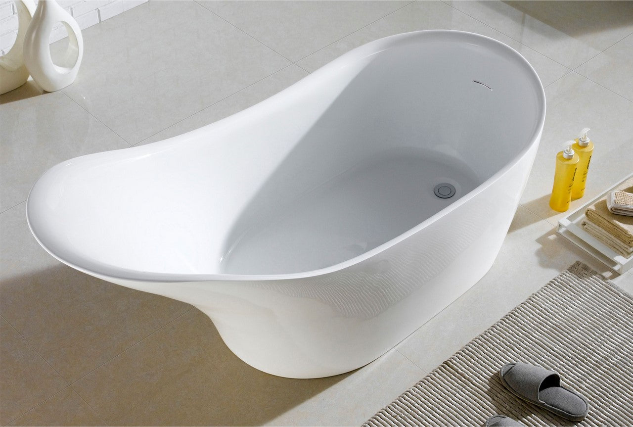Victorian 67-Inch Composite Acrylic Freestanding Bathtub - Elegant Soaking Tub for Luxury Bathroom & Spa Relaxation