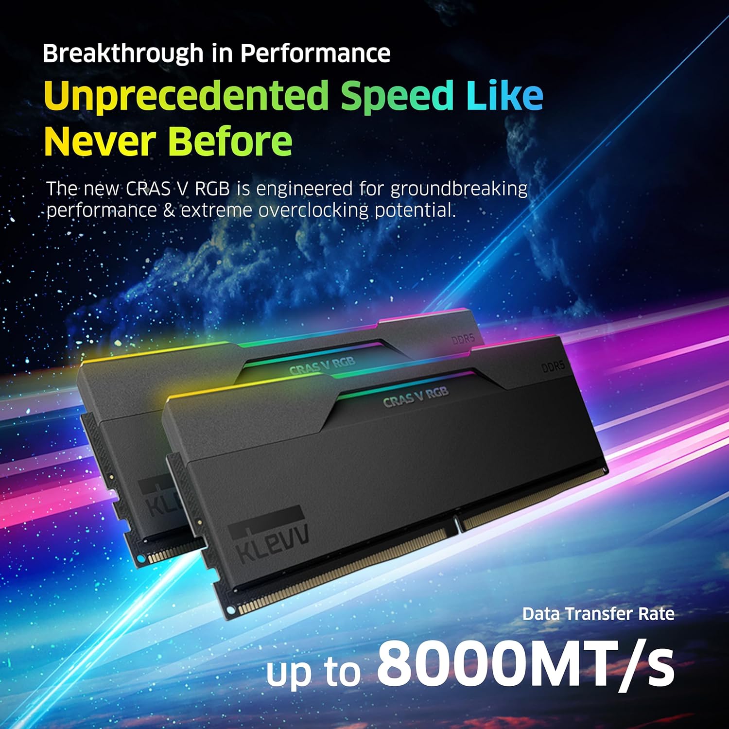 KLEVV CRAS V RGB DDR5 32GB (2x16GB) 7200MHz CL34 Gaming RAM - High Performance Desktop Memory for PC Builds (Black/White) | Perfect for Gaming, Streaming & Content Creation