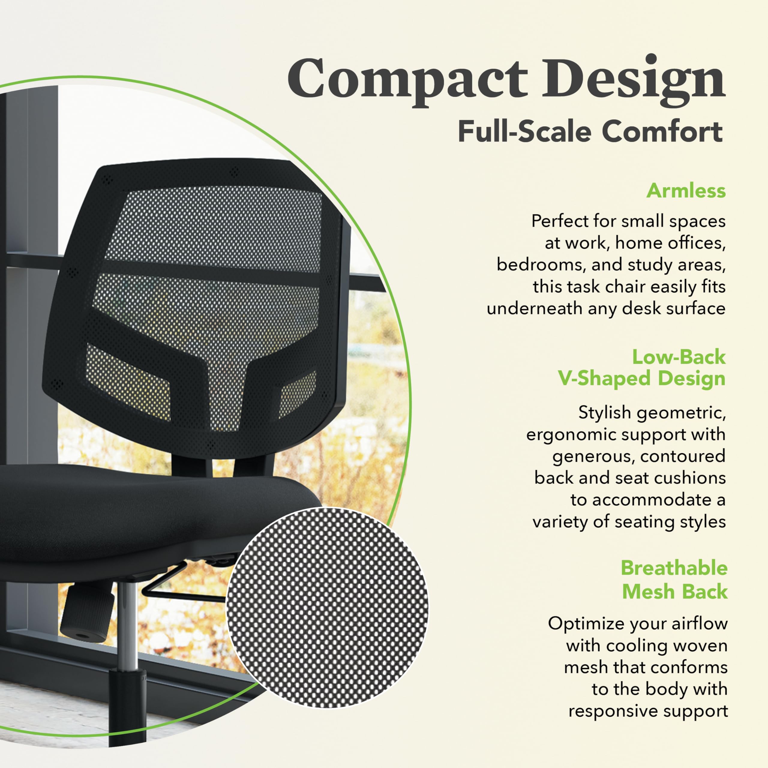 HON Volt Mesh Office Chair - Ergonomic Computer Desk Chair with Breathable Mesh Back, Adjustable Height & Lumbar Support - Ideal for Home Office, Gaming, and Workspace (Black)