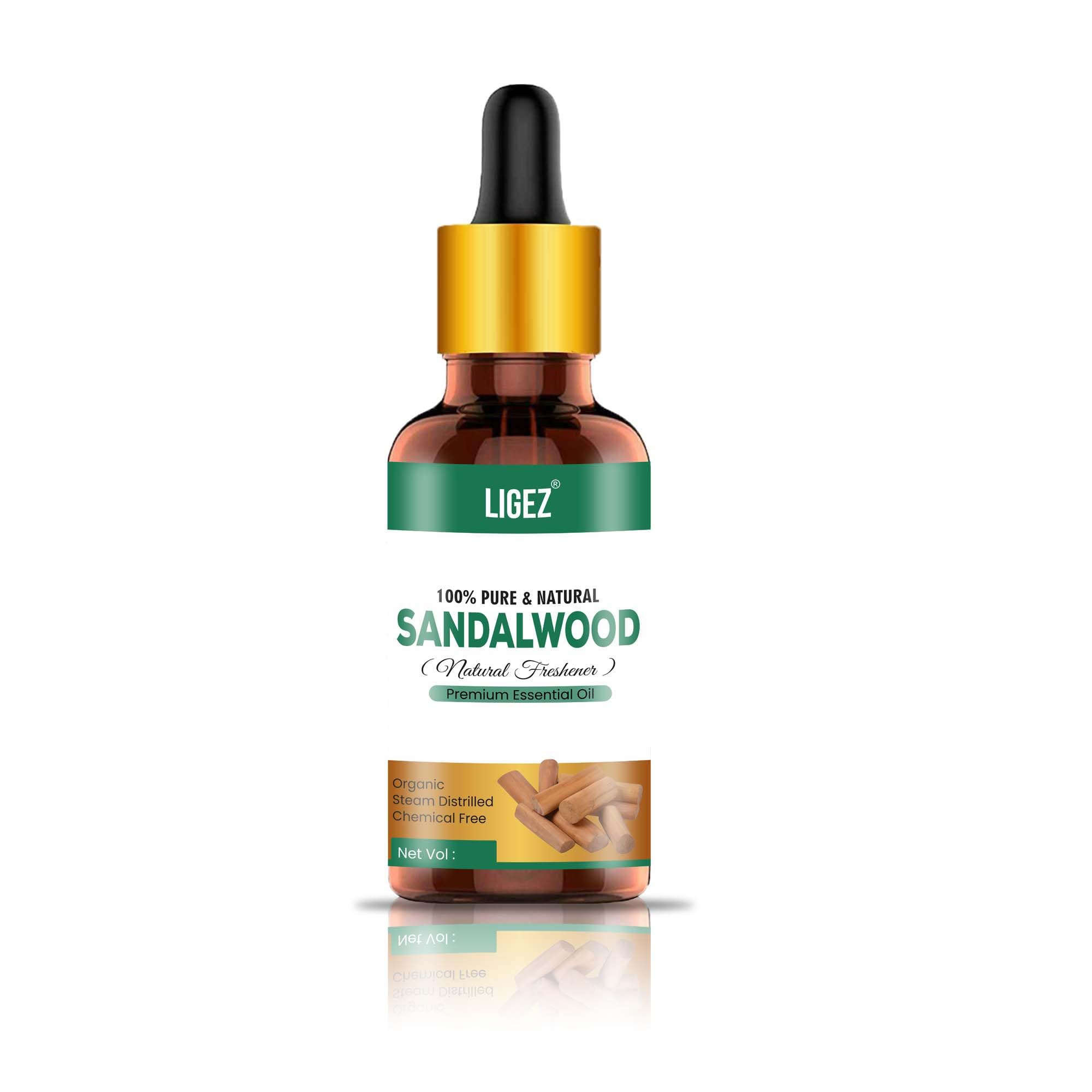 Ligez Sandalwood Essential Oil 30ml - 100% Pure & Natural Aromatherapy Oil for Relaxation, Meditation & Skin Care