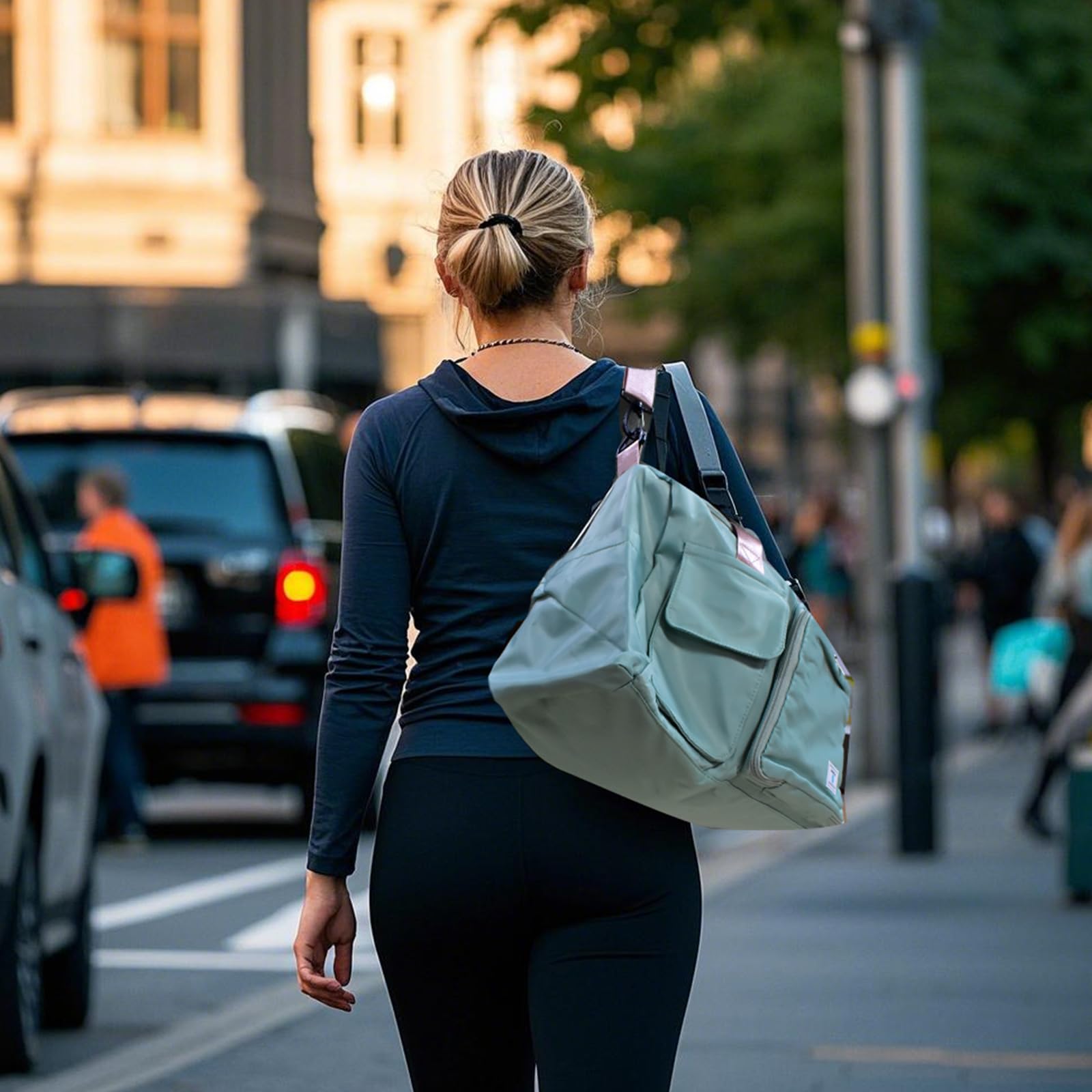 Women's Small Foldable Gym Duffle Bag - Lightweight Travel Weekender Bag for Fitness, Workout & Overnight Trips - Perfect for Gym, Yoga, Sports & Weekend Getaways (Dark Blue)