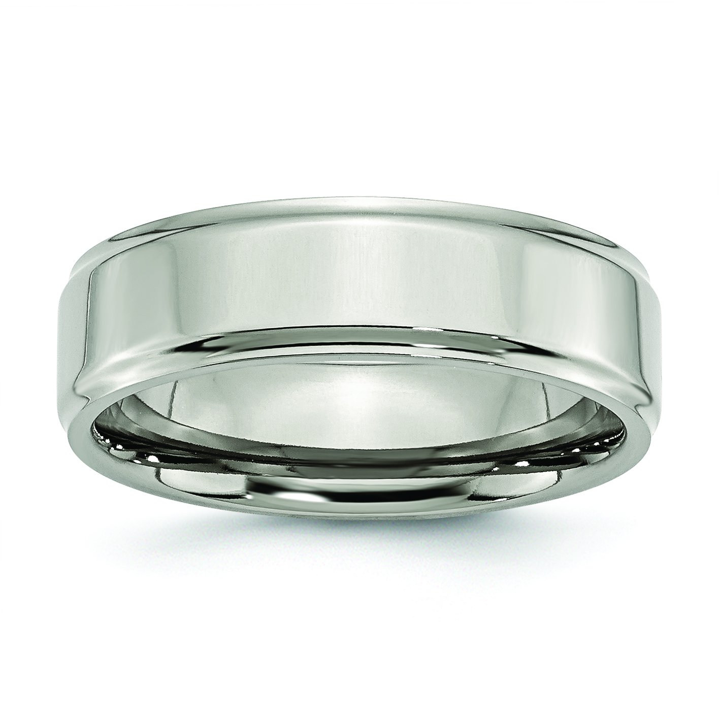 Men's Titanium Wedding Band Ring - 7mm Polished with Ridged Edge - Durable & Comfortable for Everyday Wear - Perfect for Weddings, Anniversaries & Gifts