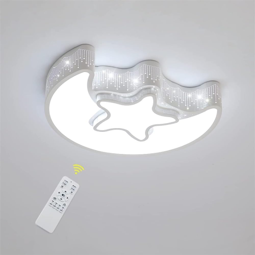 Modern Dimmable LED Chandelier with Remote Control - Adjustable Brightness & Color Temperature, Moon Star Ceiling Light for Bedroom, Kids Room & Living Room - Energy Efficient Home Decor Lighting