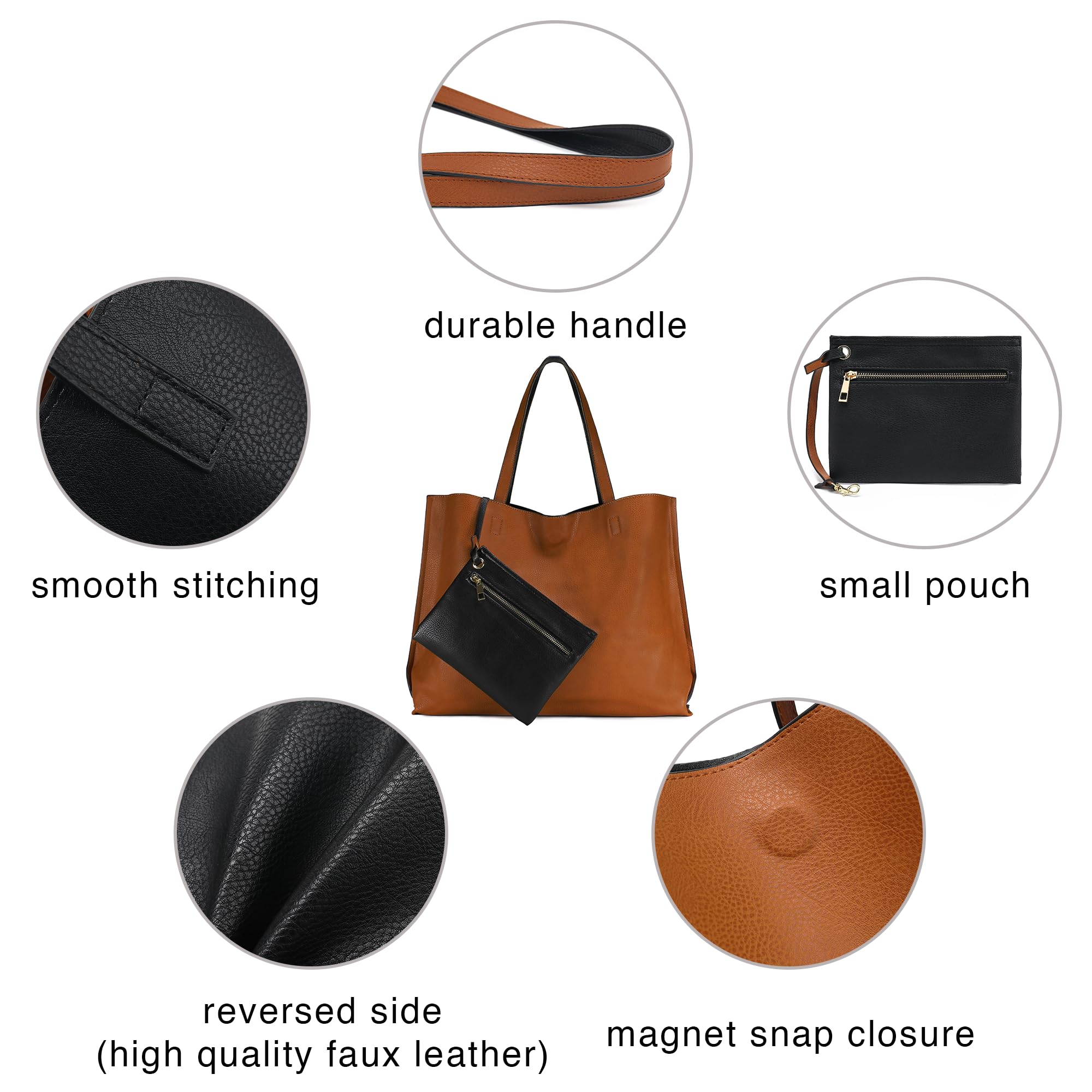 Scarleton Genuine Leather Tote Bag for Women - Stylish Reversible Purse & Handbag H1842 - Perfect for Work, Travel & Everyday Use