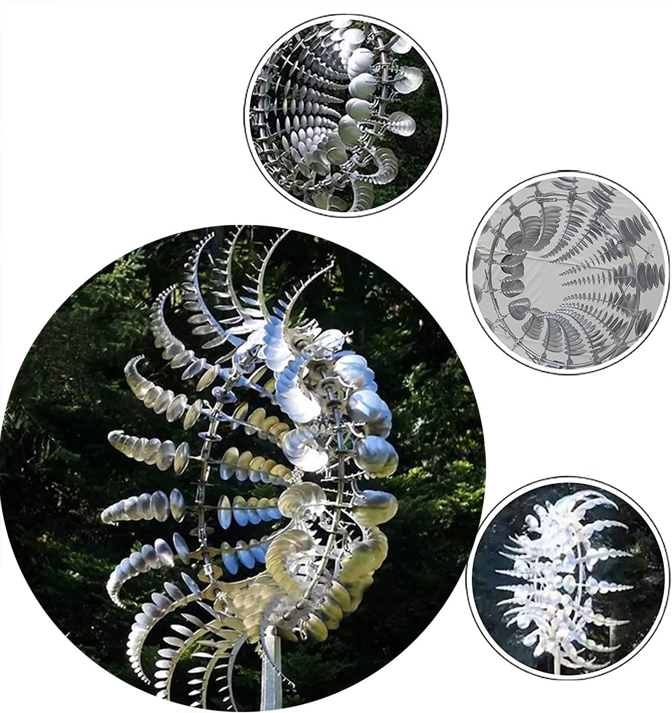 4PCS Unique 3D Metal Windmill Kinetic Sculpture - Solar Powered Wind Spinner for Yard, Garden, Lawn Decoration | Outdoor Art Decor for Patio, Backyard, Landscape Design