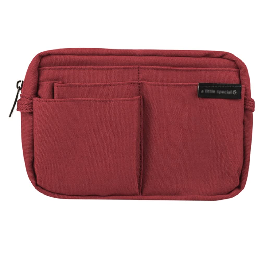 HAODAF Large Capacity Multifunctional Pencil Case - School & Office Organizer for Pens, Makeup, Stationery - Convertible Shoulder Bag (Red) - Perfect for Students, Professionals & Daily Commute