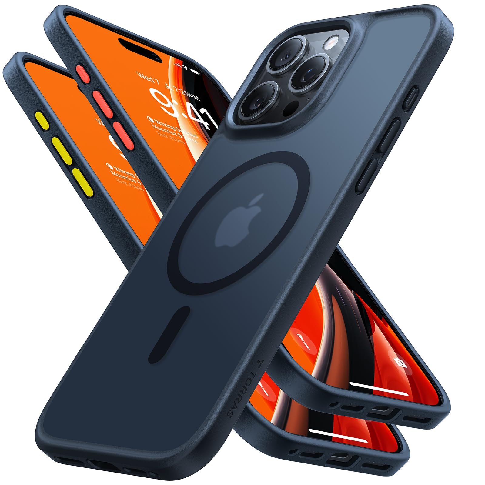 TORRAS Military Grade Shockproof iPhone 16 Pro Case with Stronger Magnets | Slim Protective Cover Compatible with MagSafe | Anti-Scratch Translucent Matte Black | Perfect for Outdoor Adventures & Daily Protection