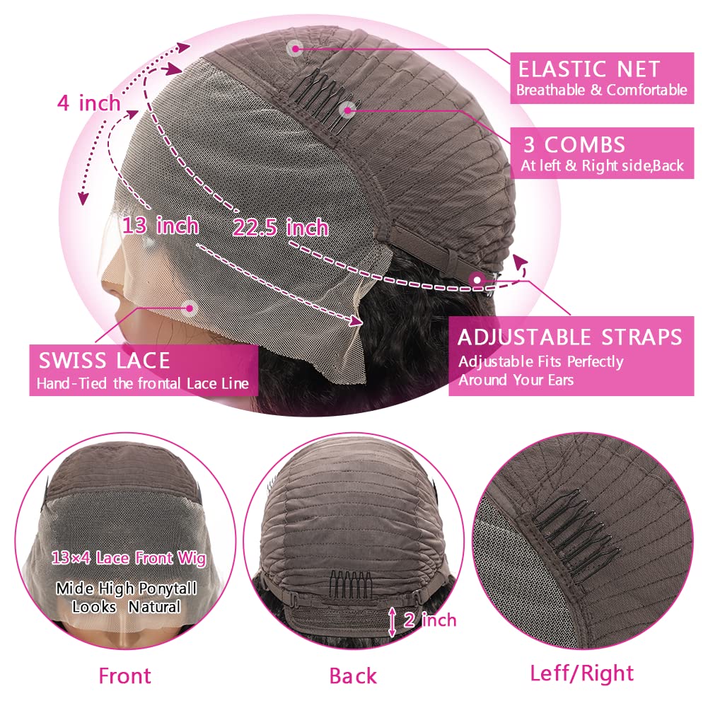 13x4 Brazilian Deep Wave Lace Front Wig - 100% Human Hair for Black Women | Natural Baby Hair & Color | 22 Inch Curly Frontal Wig for Daily Wear, Parties & Special Occasions