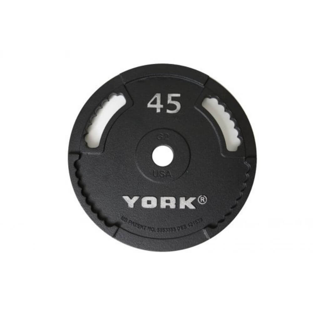York Barbell G2 Cast Iron Olympic Weight Plates - Durable Gym Equipment for Strength Training & Home Workouts