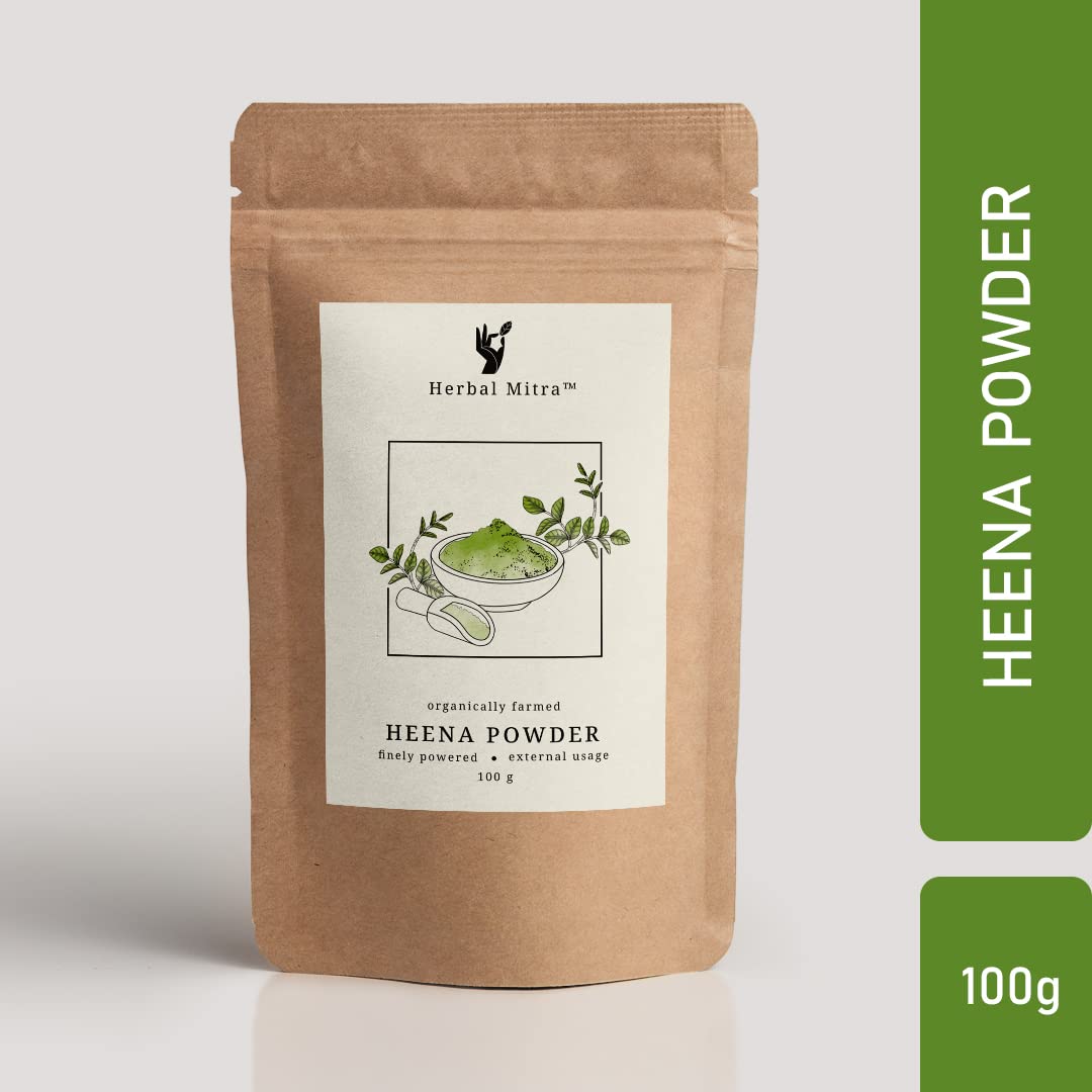Herbal Mitra Natural Henna Hair Conditioner Powder for Women & Men | Pure Heena for Shine & Nourishment | Paraben, Chemical & Sulfate Free | Eco-Friendly Paper Pouch (100g) | Perfect for Dry, Damaged Hair & Natural Hair Care Routine