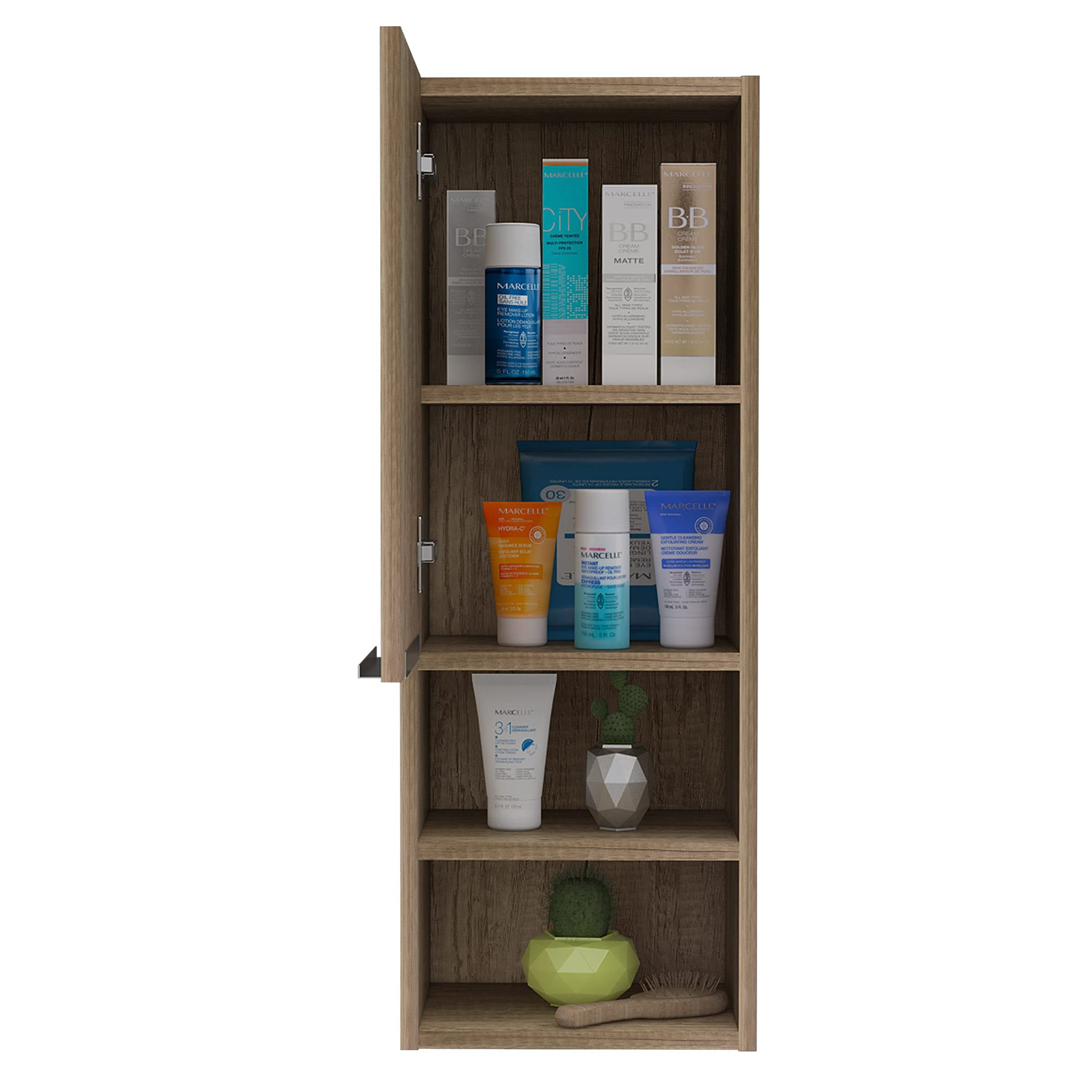 Savona Single Door Medicine Cabinet with 2 Interior & 2 External Shelves, Light Oak Finish - Perfect for Bathroom Storage & Organization