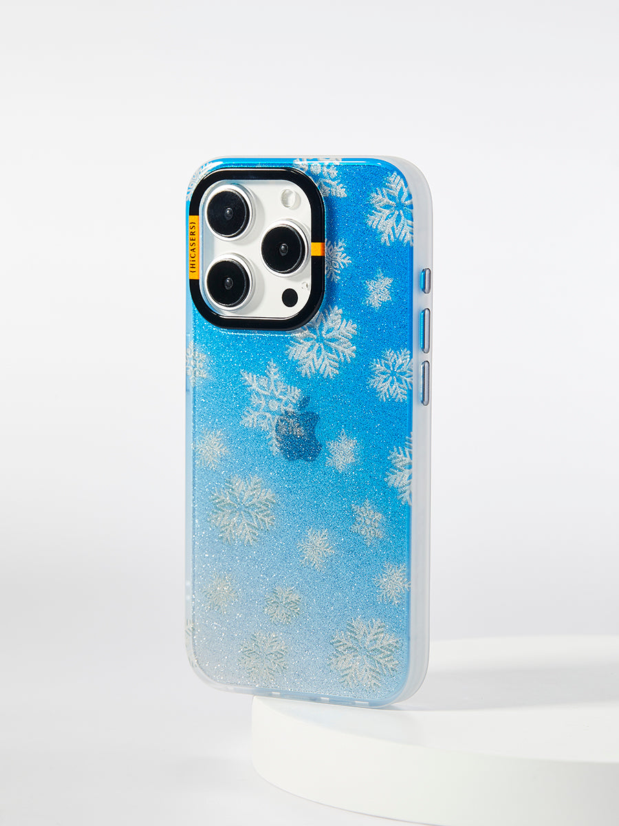 Make a Wish Falling Snow Crystal Glitter Phone Case - Crystal Blue | Holiday Gift, Winter Wonderland Theme, Perfect for Christmas & New Year Celebrations