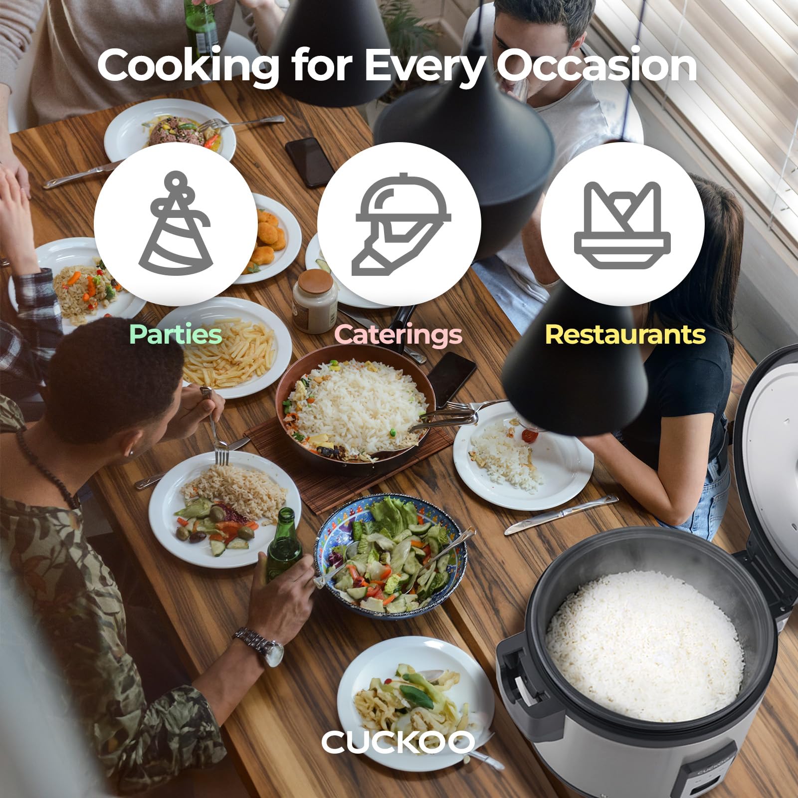 CUCKOO CR-3032 30-Cup Uncooked / 60-Cup Cooked Large Capacity Commercial Rice Cooker & Food Warmer with Nonstick Inner Pot, Switch Press (Silver/Black) - Perfect for Restaurants, Catering & Large Family Gatherings