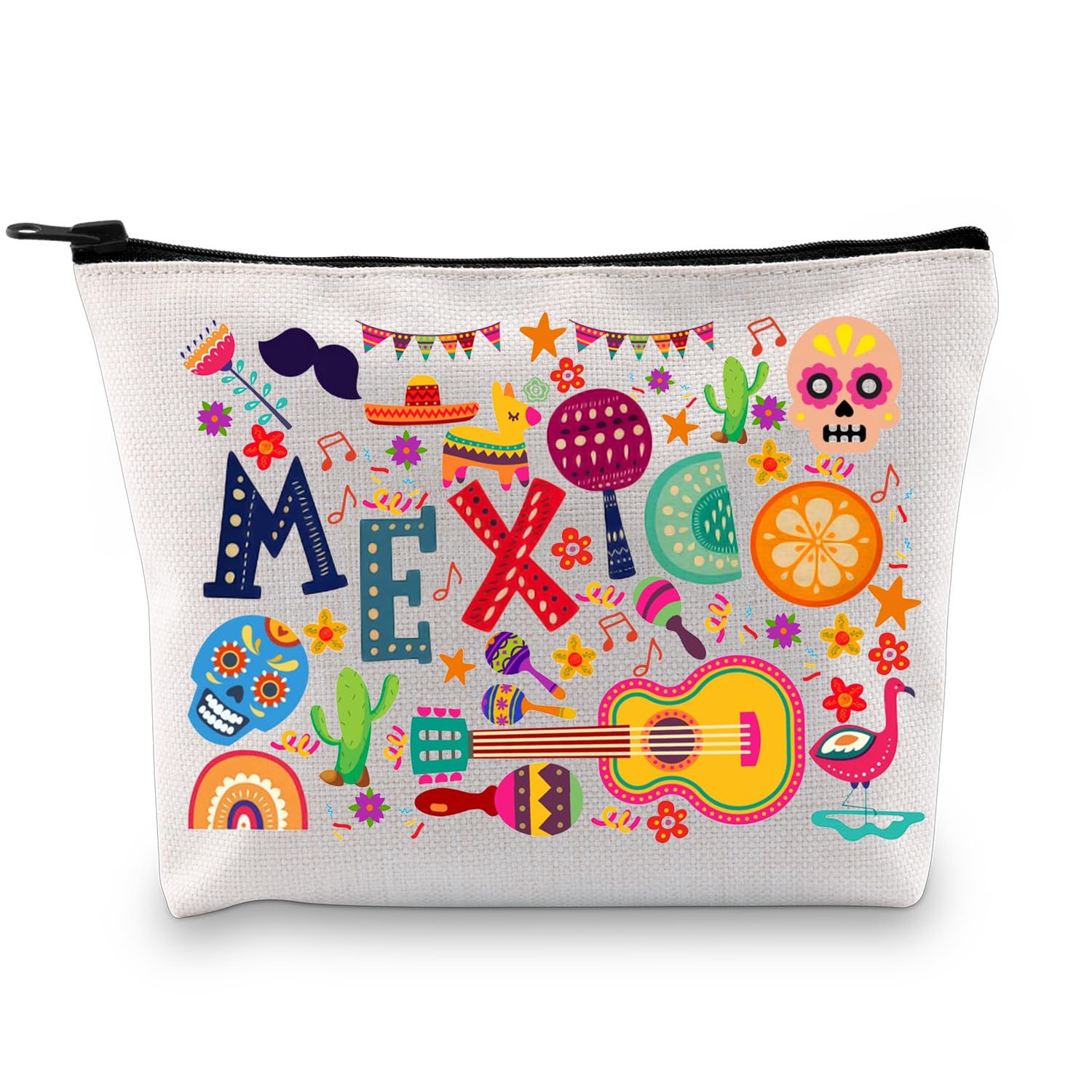 XYANFA Mexico Themed Makeup Bag - Waterproof Travel Cosmetic Organizer for Bachelorette Parties, Birthdays & Vacation Gifts | Perfect Mexico City Souvenir & Travel Accessory (MEXICO Flag Design)
