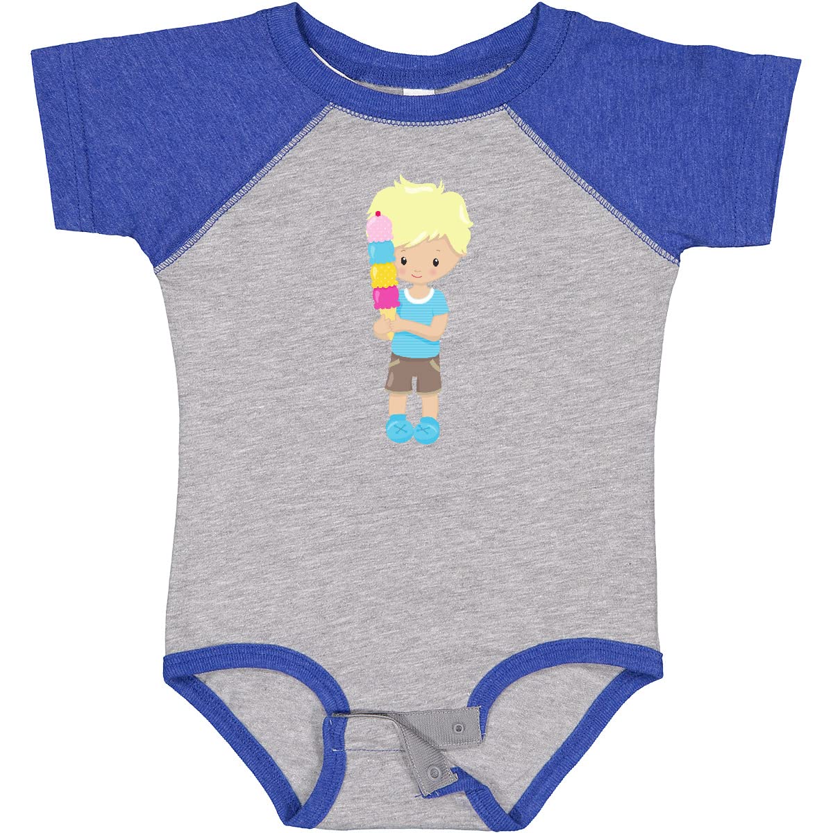 Inktastic Boys' Ice Cream Cone Baby Bodysuit - Soft Cotton Cute Blonde Hair Infant Onesie for Summer Outings & Photo Shoots