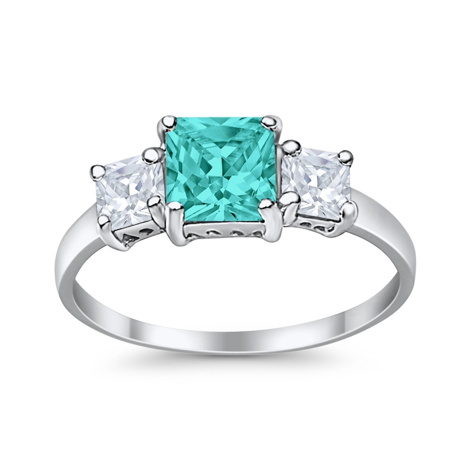 3 Stone Princess Cut Cubic Zirconia Ring - 925 Sterling Silver Fashion Jewelry for Women - Perfect for Weddings, Anniversaries & Special Occasions