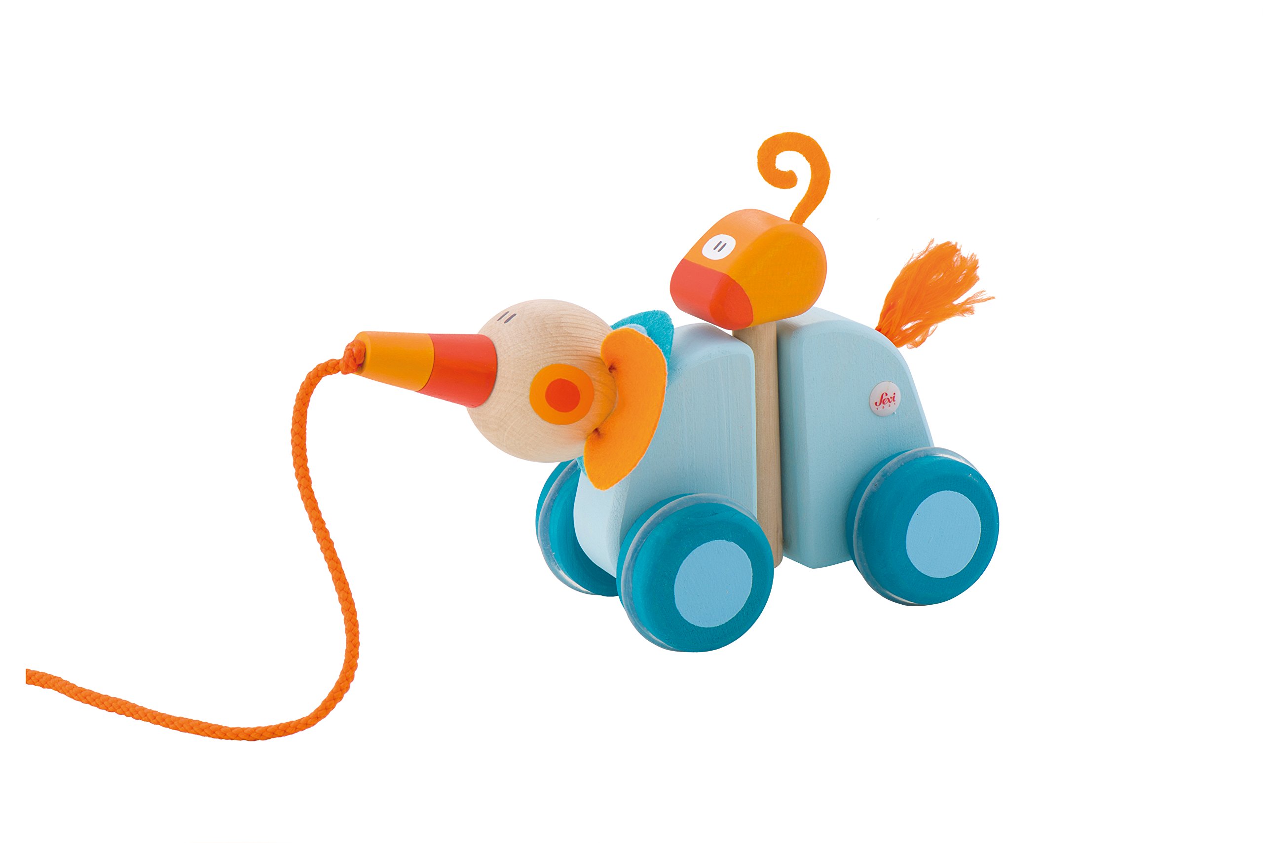 Sevi Pull Along Elephant Toy for Babies & Toddlers - Wooden Walking Animal Toy for Early Learning & Motor Skills Development - Perfect for Playtime, Gifts & Nursery Decor