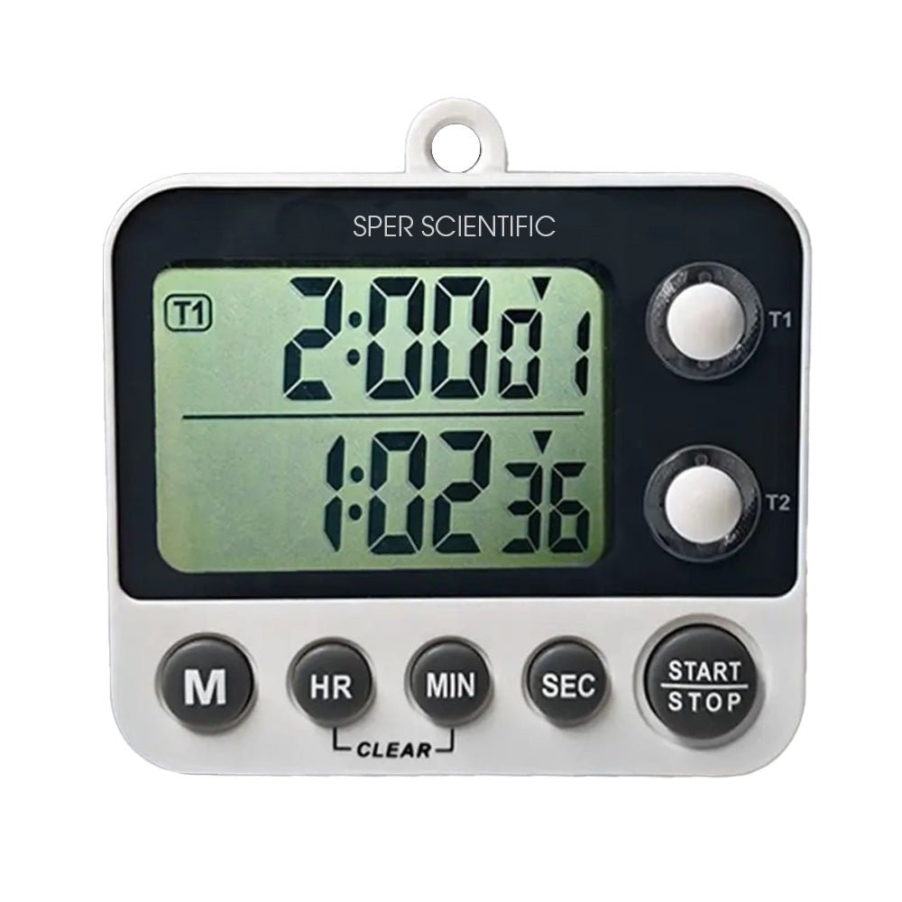 2 Channel Digital Lab & Kitchen Timer with Color-Coded LED Lights - Perfect for Cooking, Baking, Science Experiments & Classroom Use
