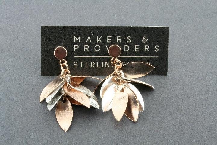 Rose Gold & Silver Multi Leaf Stud Earrings for Women - Trendy Boho Chic Jewelry for Everyday Wear & Special Occasions