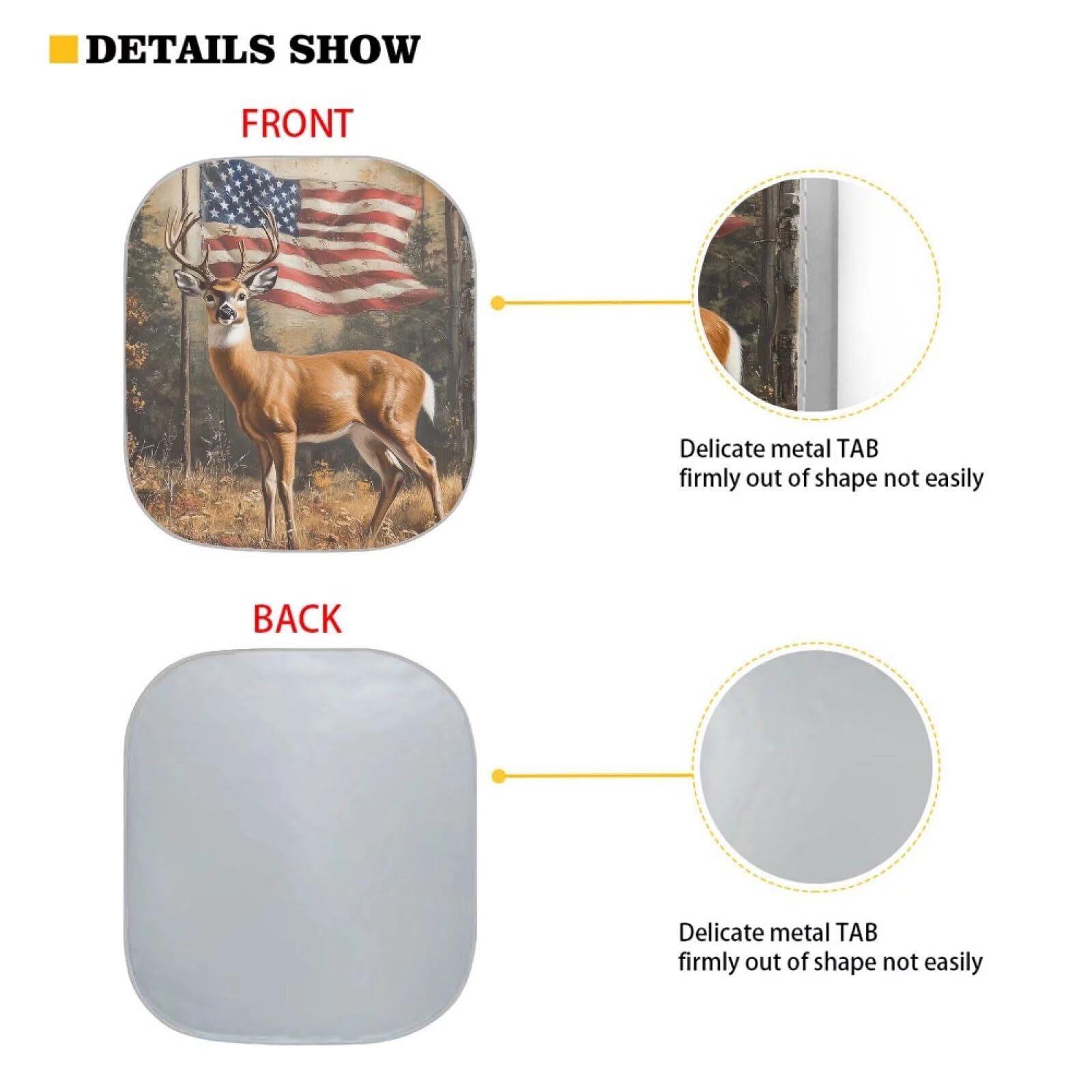 Universal Fit American Flag Deer Windshield Sun Shade - Reflective Fabric Blocks UV Rays & Keeps Car Cool - Foldable Sun Shield for Cars, Trucks & SUVs - Perfect for Summer, Road Trips & Outdoor Parking