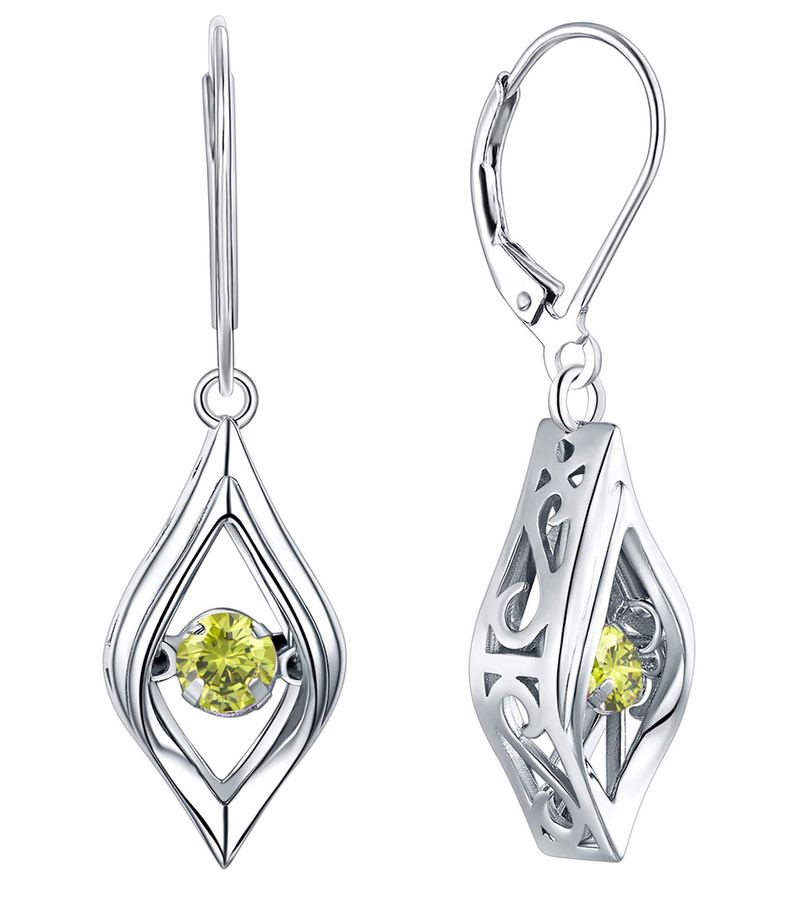 925 Sterling Silver YL Eye Dangle Drop Earrings for Women - Polished Birthstone Jewelry | Perfect for Everyday Wear, Parties & Gifts