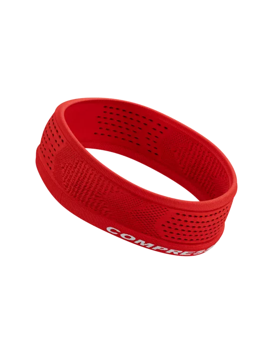 Compressport Unisex Thin Headband On/Off - Sweat-Wicking Sports Headband for Running, Cycling & Workouts - Red