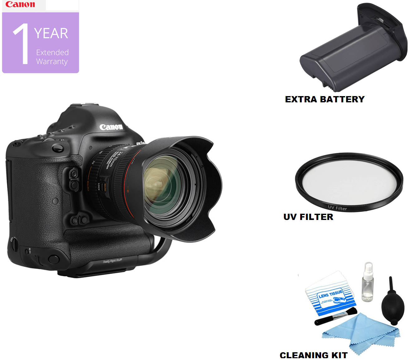 Canon EOS 1D X Professional Digital SLR Camera with Canon 24-70mm f/2.8L EF II USM Lens - USA Version for Wedding Photography & Sports Events