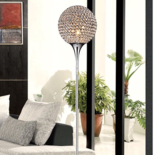 Crystal Round Floor Lamp - Modern LED Standing Light for Living Room, Bedroom, Study & Restaurant - Elegant Home Decor Lighting for Ambient & Task Use