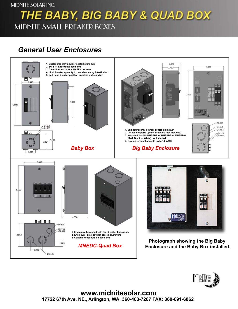 MidNite Solar MNBABYBOX Baby Box Enclosure - Weatherproof Electrical Enclosure for Solar Power Systems | Perfect for Outdoor & Off-Grid Installations