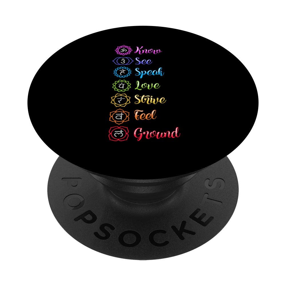 Seven Chakra Om Yoga PopSockets Swappable PopGrip - Spiritual Phone Grip for Yoga, Meditation & Daily Use | Reusable Phone Stand & Sticker