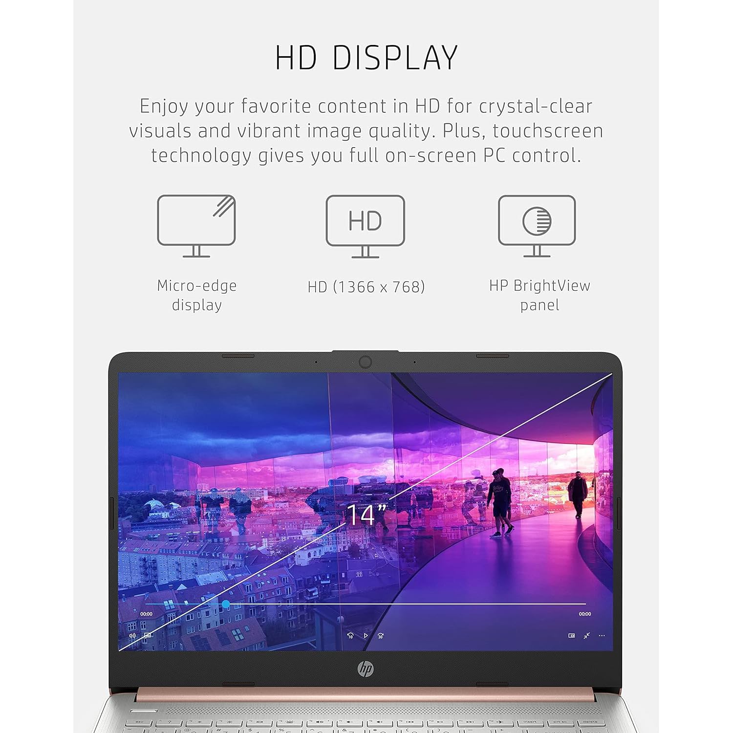 HP Premium 14-inch HD Thin & Light Laptop - Intel Quad-Core, 32GB RAM, 320GB SSD, Long Battery Life, Webcam, Bluetooth, Wi-Fi, Windows 11 + 1 Year Microsoft 365 (Rose Gold) | Perfect for Business, Travel & Remote Work