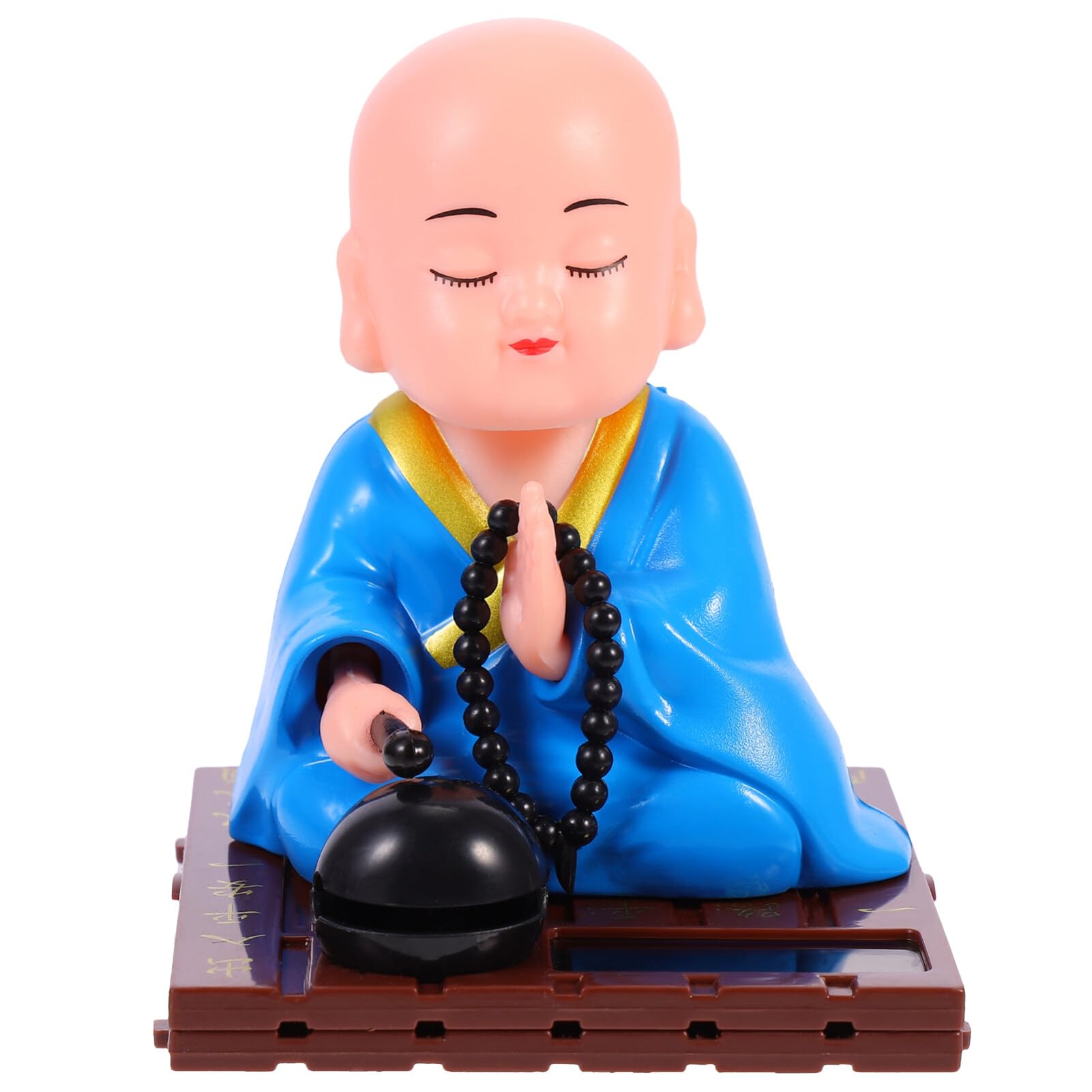 FAVOMOTO Solar Monk Figurine - Buddha Car & Home Decor for Dashboard