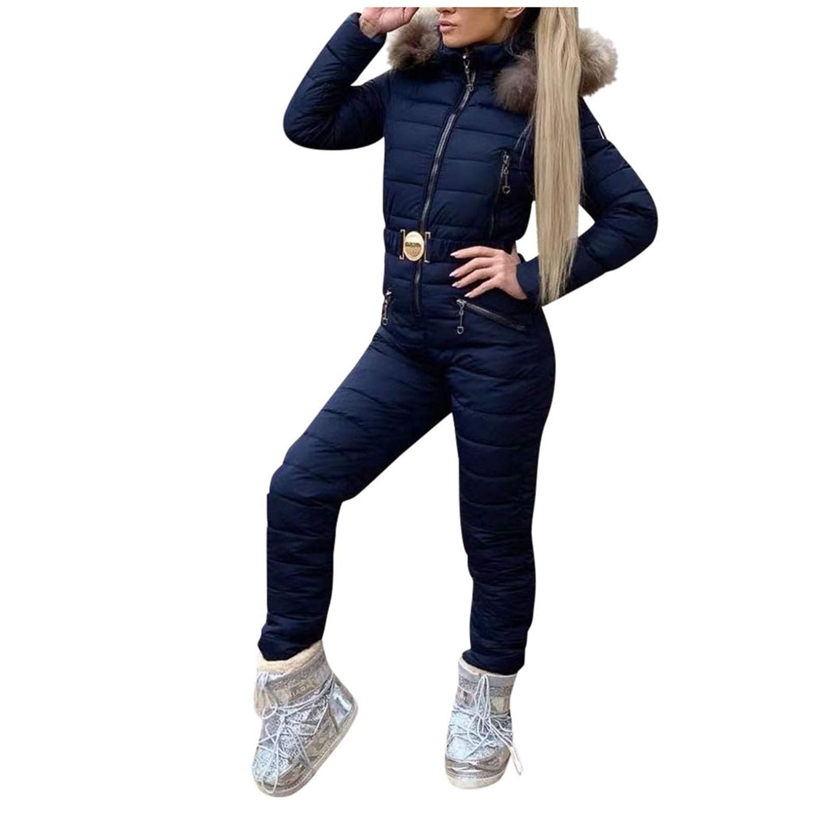 Women's Waterproof Snowsuit One Piece - Windproof Ski Suit with Hood for Winter Sports, Snowboarding & Outdoor Activities