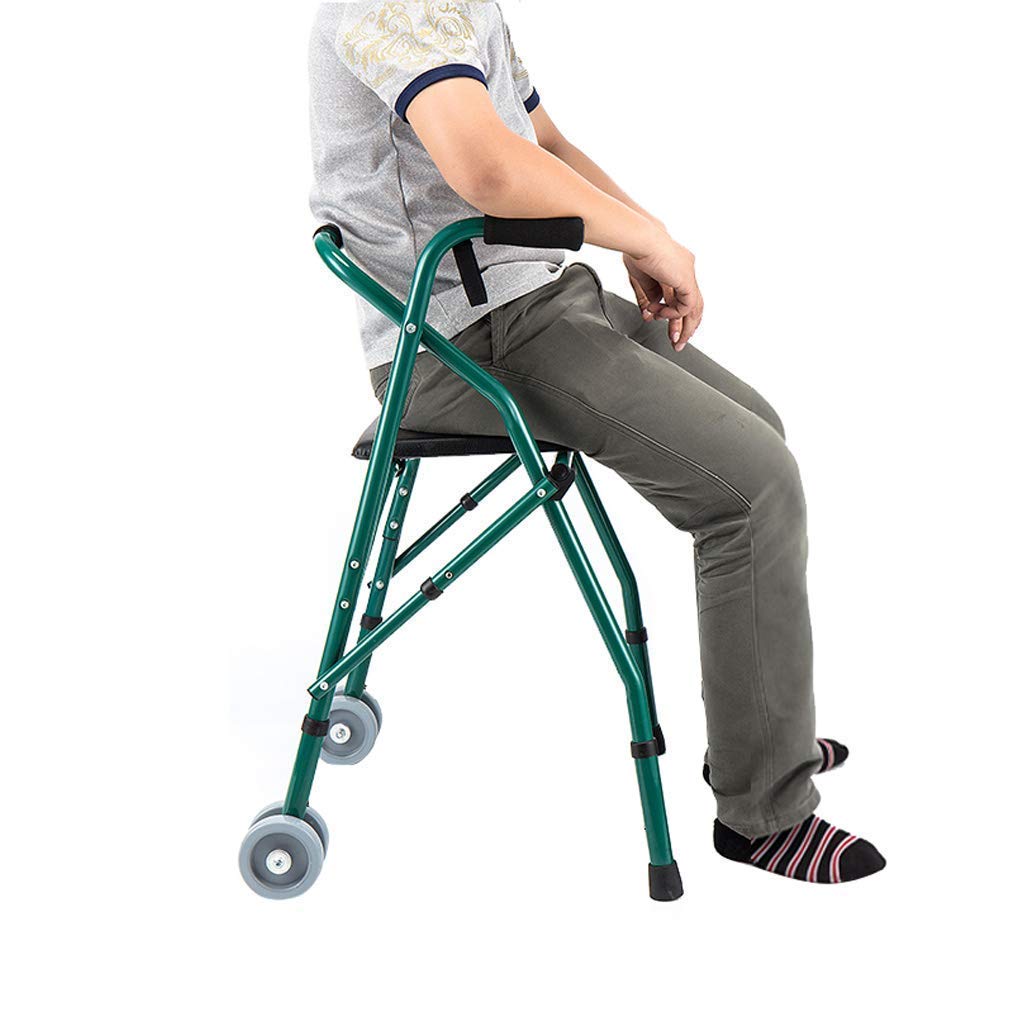 Lightweight Folding Rollator Walker with Seat - Adjustable Height 2-Wheel Mobility Aid for Seniors & Adults | Indoor/Outdoor Use for Shopping, Travel & Daily Support