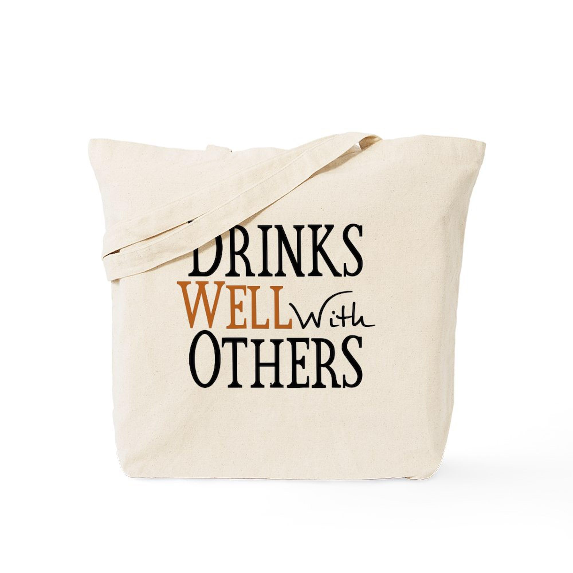 Drinks Well With Others Tote Bag - Natural Canvas Reusable Shopping Tote - Perfect for Groceries, Beach Trips & Everyday Use
