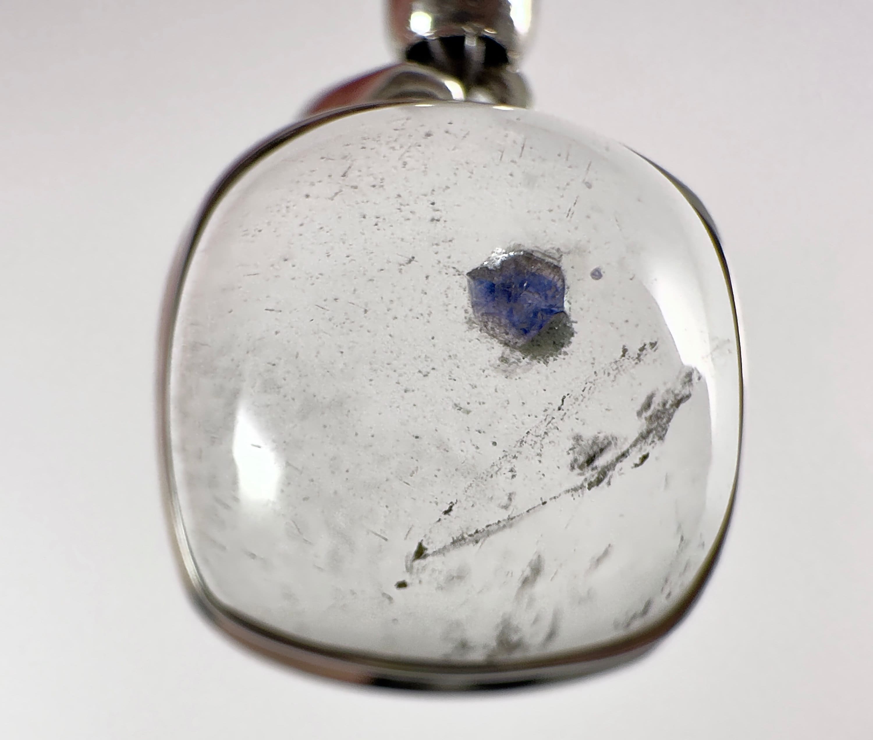 Natural Fluorite in Quartz Crystal Pendant - Sterling Silver Cabochon Fine Jewelry | Healing Stones for Energy & Protection | Unique Gift for Men & Women | Perfect for Meditation, Reiki & Spiritual Healing