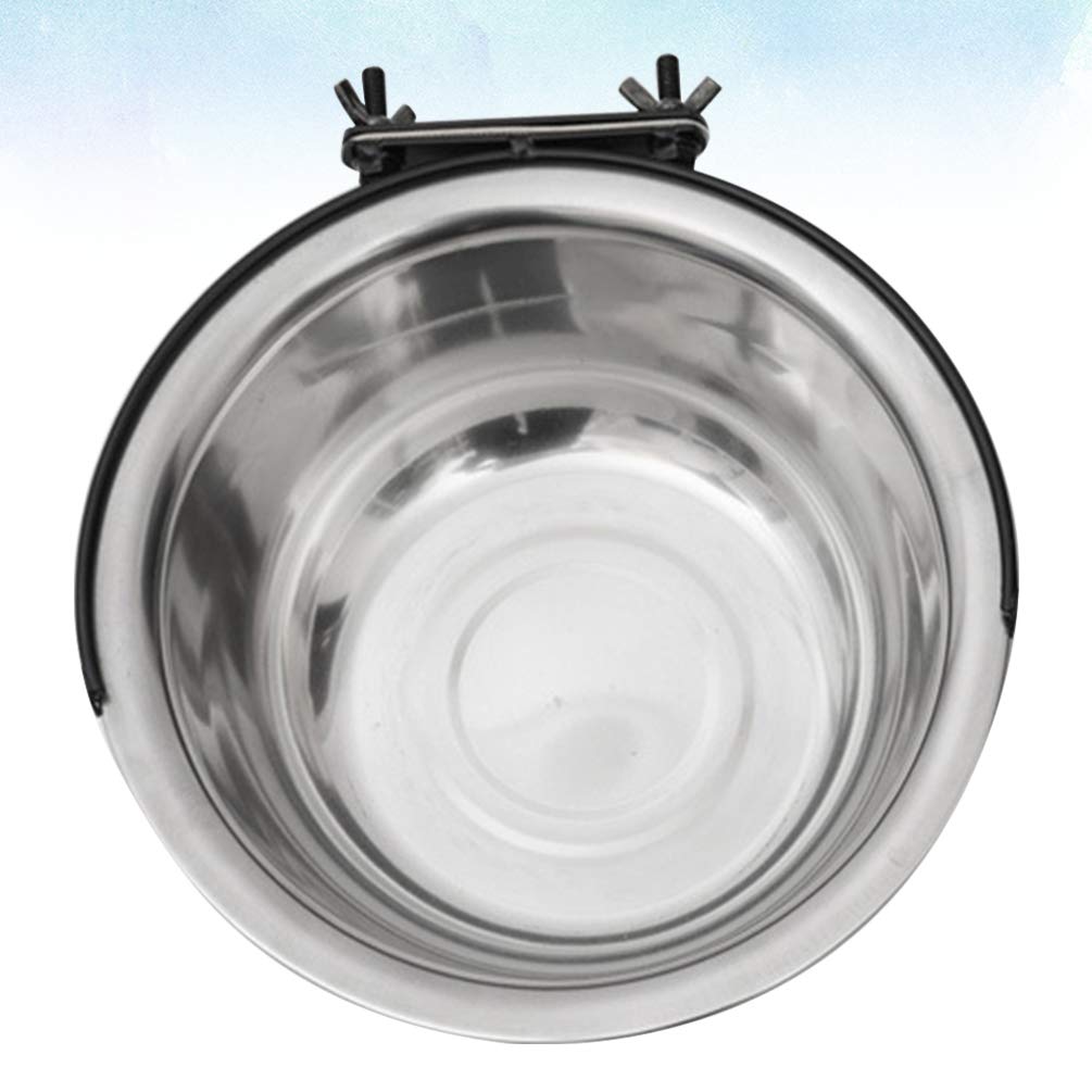 STOBOK Stainless Steel Hanging Pet Bowls - 150ml Large Feeder Dishes for Dogs, Cats, Birds & Parrots - Cage Kennel Crate Mountable Food & Water Bowls - Perfect for Travel, Camping & Outdoor Use - Silver