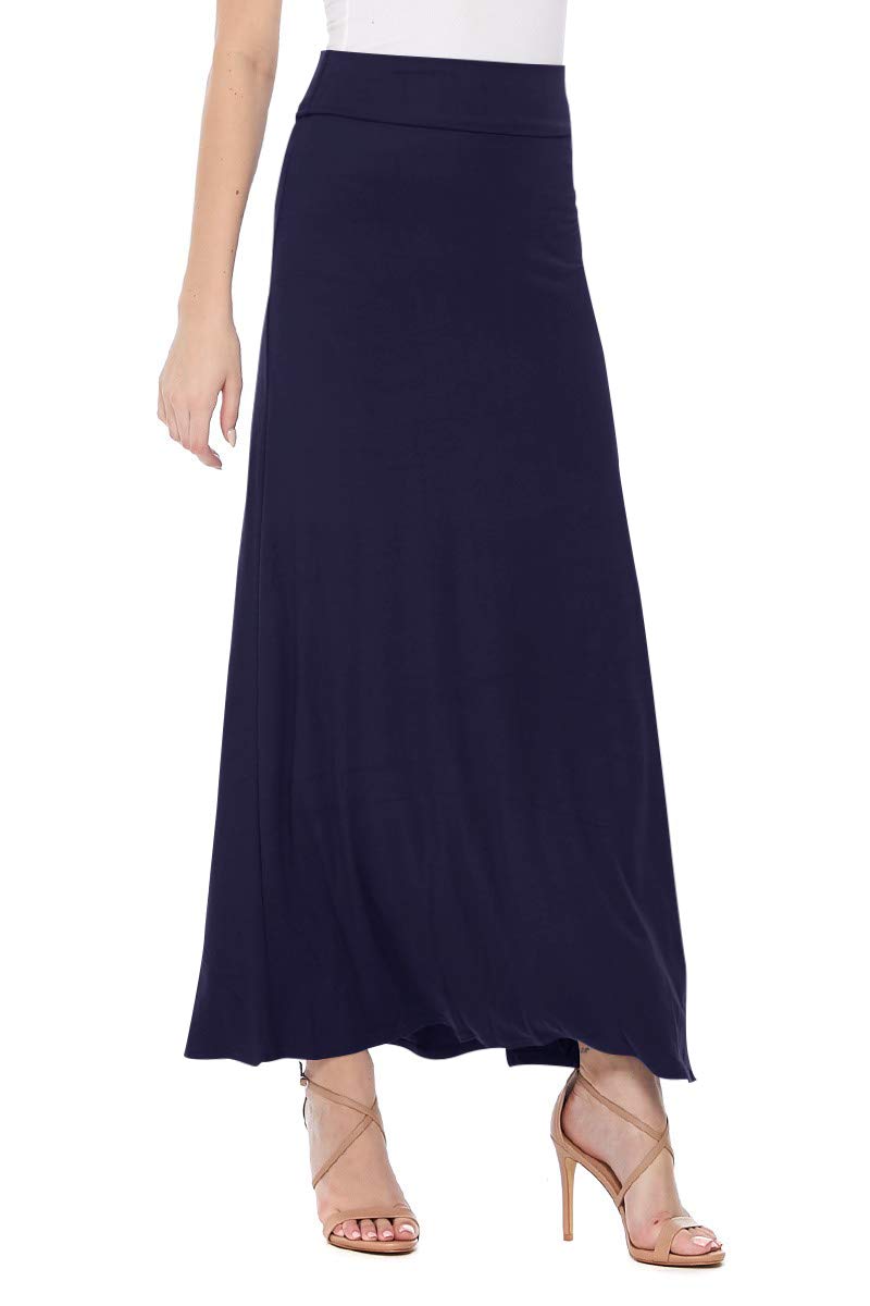 FashionJOA Women's Stretchy Flowy Maxi Skirt with Elastic Waistband - Comfortable Summer Long Skirt for Beach, Vacation & Casual Wear