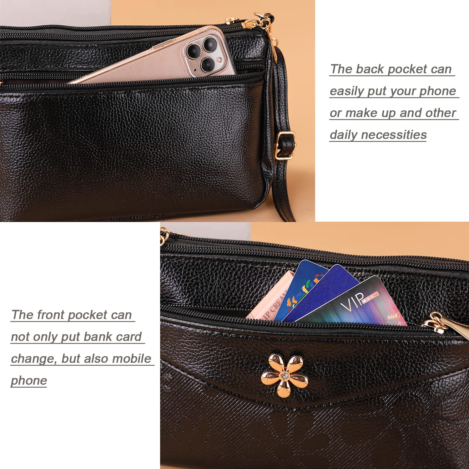 YIWEIYA Women's Leather Crossbody Shoulder Bag - Small Purse for Ladies - Perfect for Work, Travel & Everyday Use